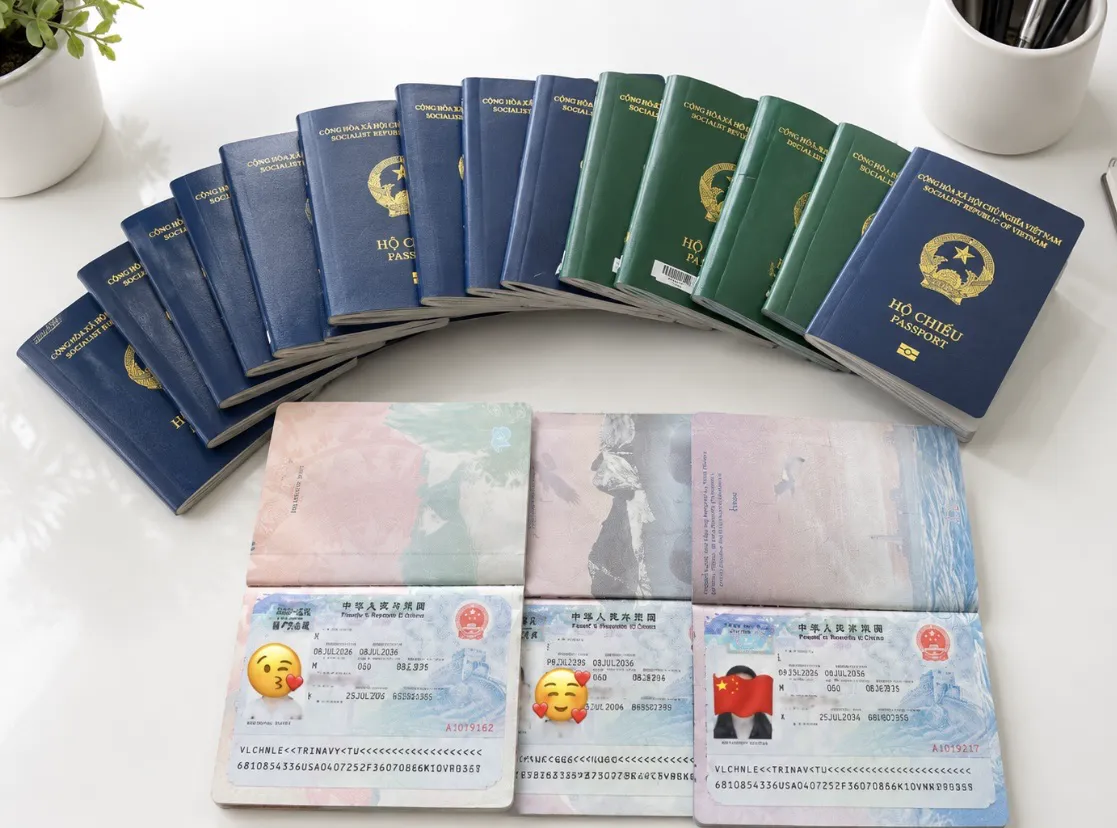 Nhiều hộ chiếu Việt Nam cùng visa Trung Quốc đã hoàn tất